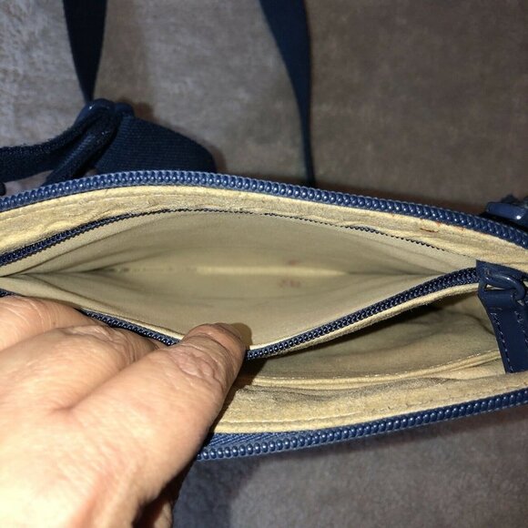 MICHAEL KORS Dark Blue Neoprene Embossed Logo Cross Body Bag Adjustable Strap - Picture 10 of 13